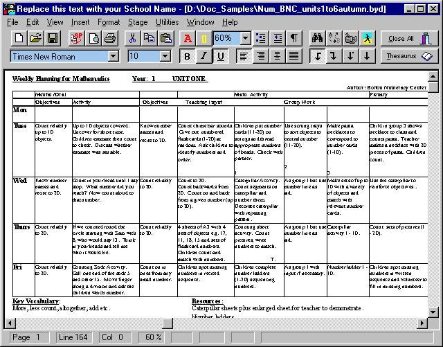 ByronSoftware - WordFile4ME table/column form example
